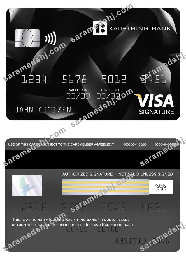 Iceland Kaupthing bank visa signature card